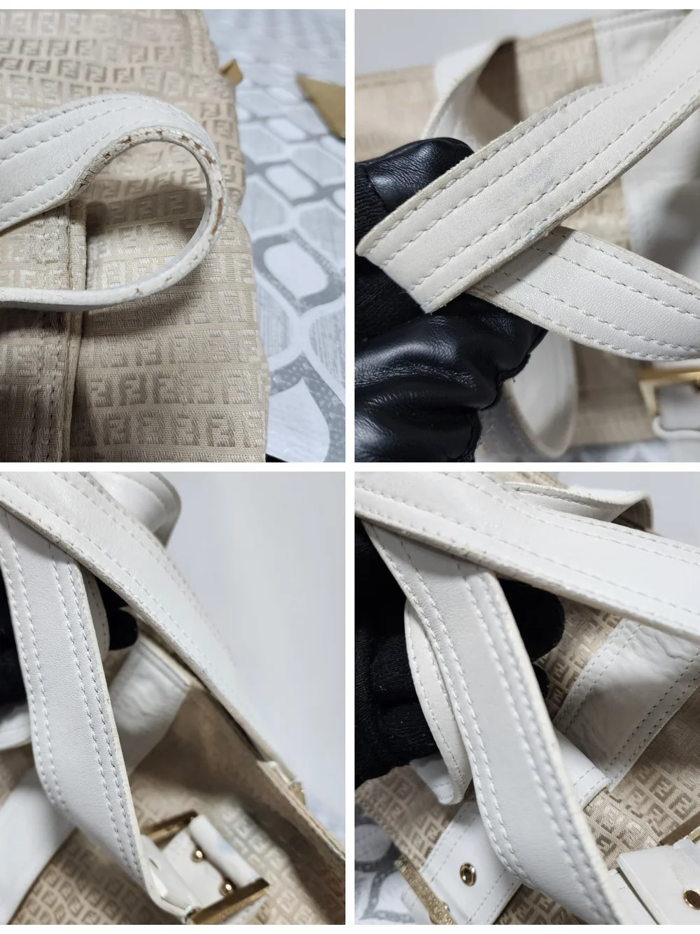 FENDI Vintage Zucca Canvas Shoulder Bag Beige/Cream